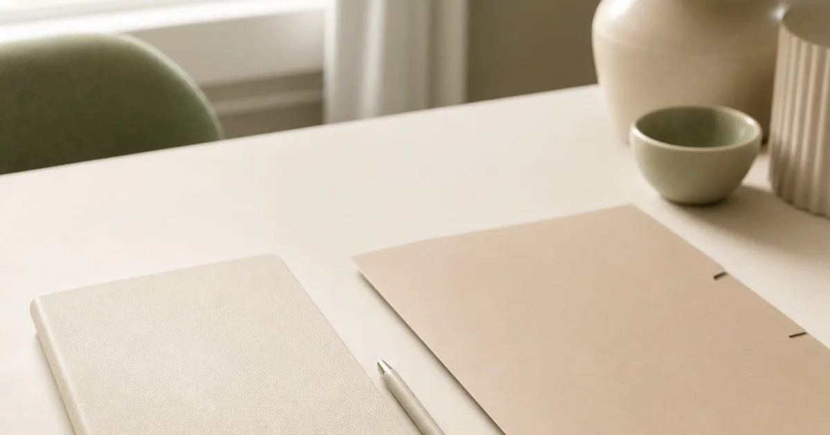 A blank appointment notebook, pen, and unmarked lab paperwork on a clinic-style table.